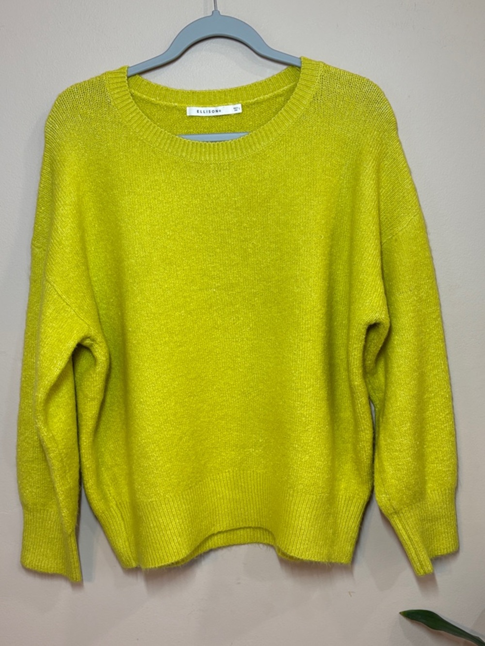 Ellison Chartreuse Crewneck Sweater - Cozy Knit, L